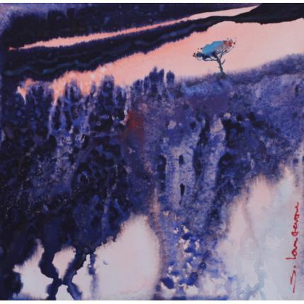 Painting Un pin sous un ciel rosé by Langeron Stéphane | Painting