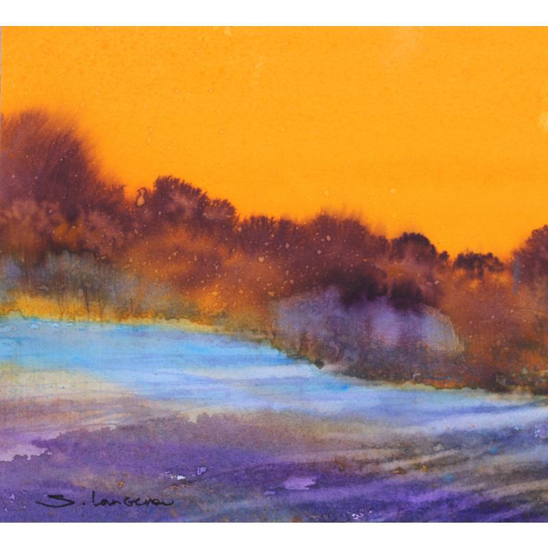 Painting Crépuscule orange by Langeron Stéphane | Painting Subject matter Watercolor