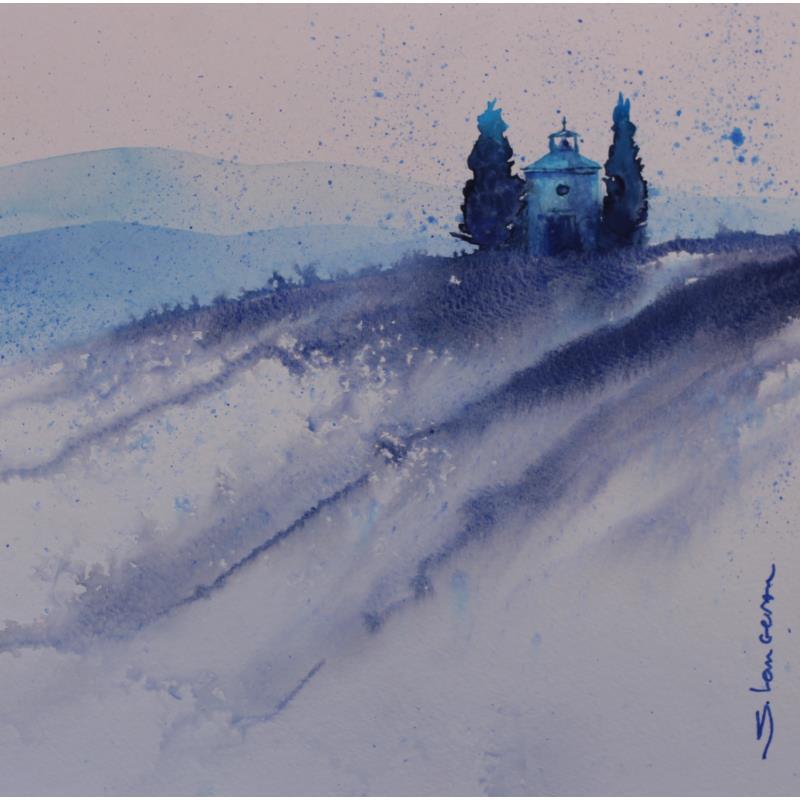 Gemälde Une chapelle en Toscane von Langeron Stéphane | Gemälde Materialismus Aquarell