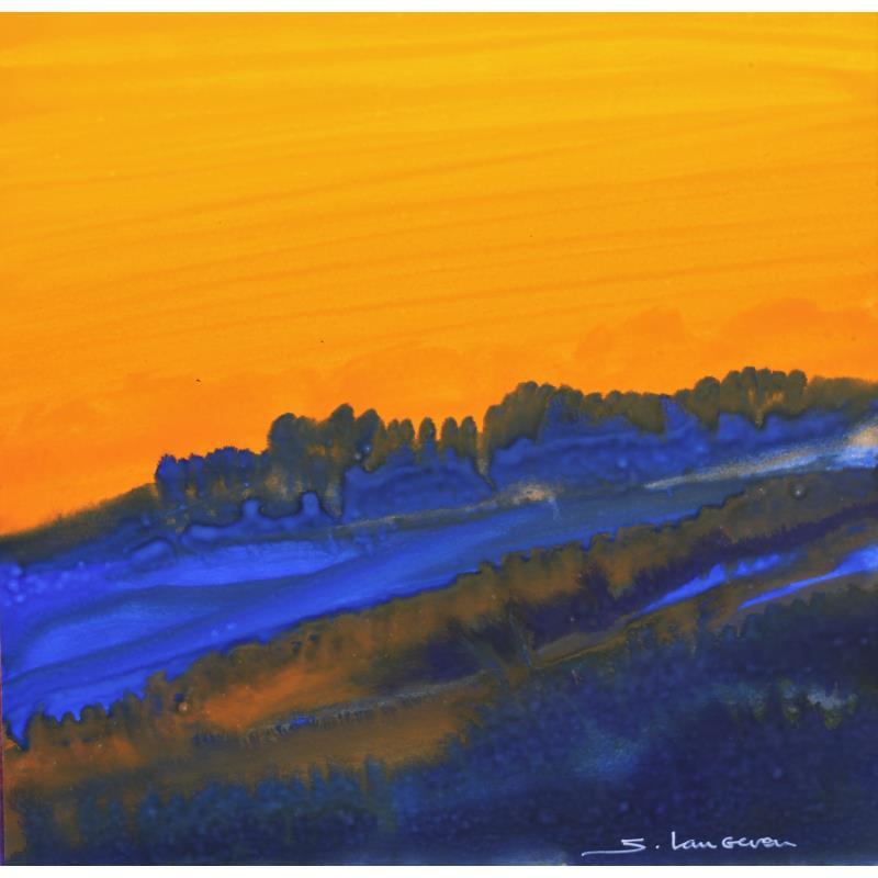Painting Crépuscule orangé by Langeron Stéphane | Painting Subject matter Watercolor