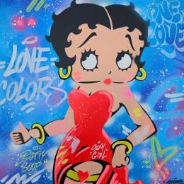 Peinture Betty Boop stop par Lemoine Mael | Tableau Pop-art Graffiti, Posca Icones Pop