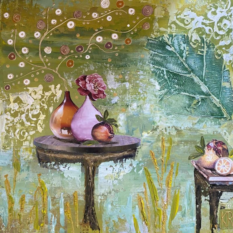 Peinture Spring leaf par Romanelli Karine | Tableau Figuratif Paysages Natures mortes Collage