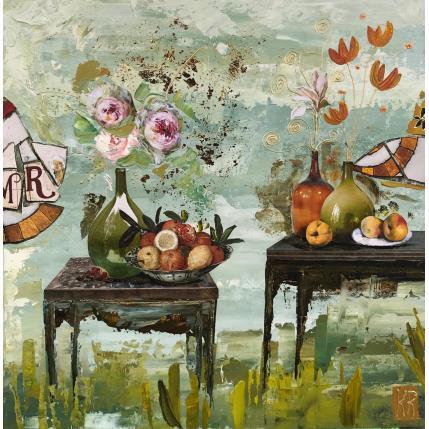 Gemälde Summer morning 2 von Romanelli Karine | Gemälde Figurativ Collage Stillleben