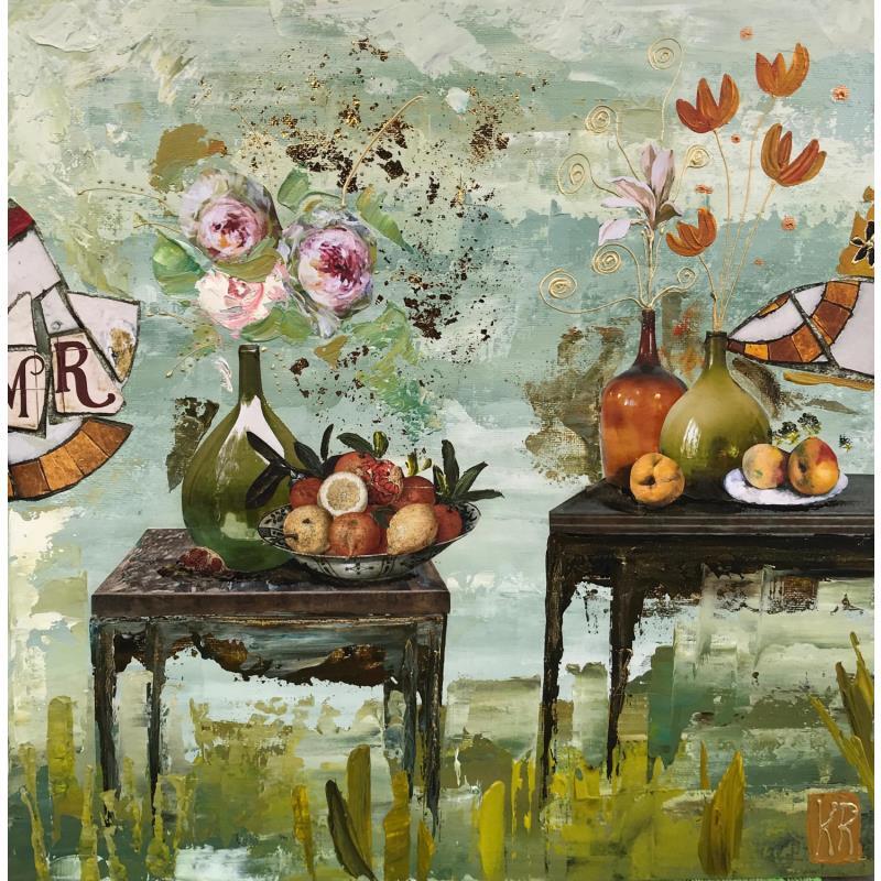 Painting Summer morning 2 by Romanelli Karine | Painting Figurative Still-life Gluing