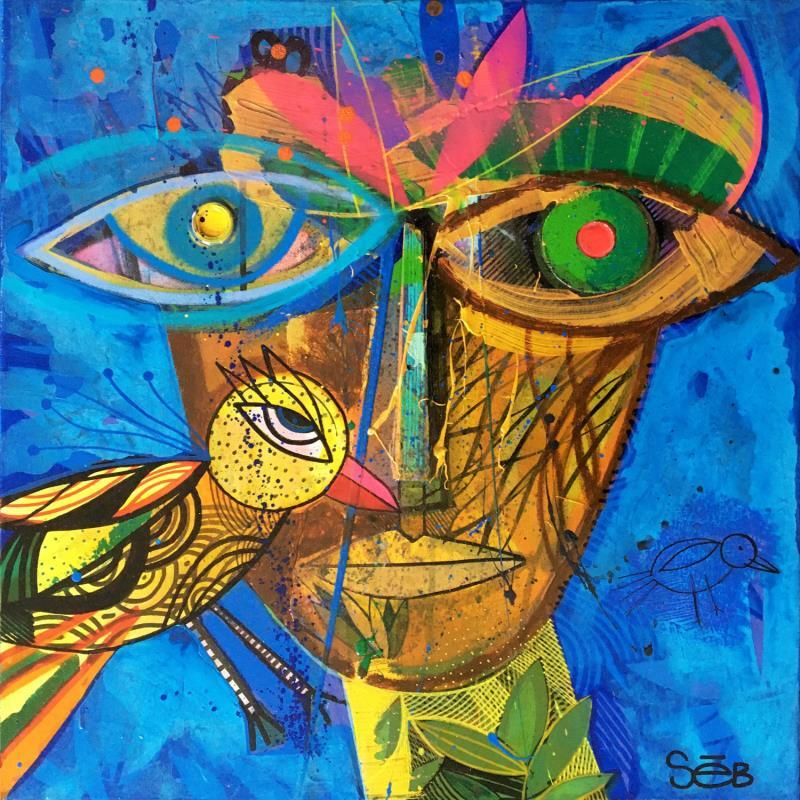 Painting Tibipt by Seb | Painting Raw art Portrait Wood Acrylic