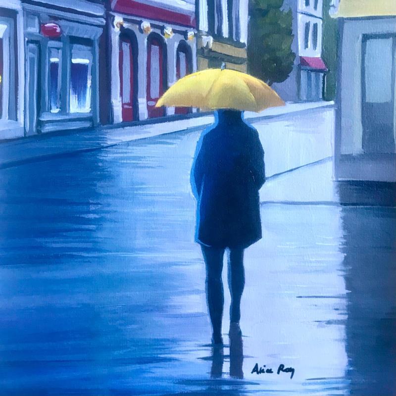 Pintura Le parapluie jaune por Alice Roy | Pintura Figurativo Aceite