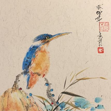 Painting Kingfisher 02 by Yu Huan Huan | Painting Figurative Ink, Watercolor Animals, Nature, Pop icons