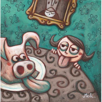 Painting Langue de cochon by Catoni Melina | Painting Naive art Acrylic, Cardboard Animals, Life style, Portrait