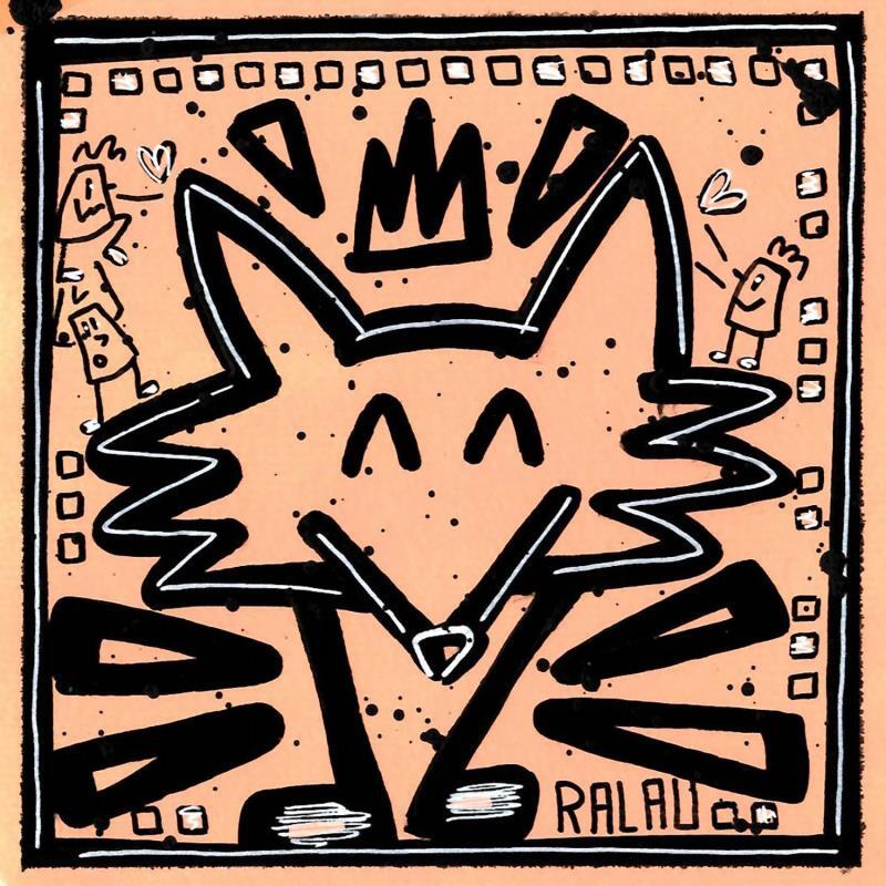 Painting Ginger fox by Ralau | Painting Pop-art Life style Animals Acrylic