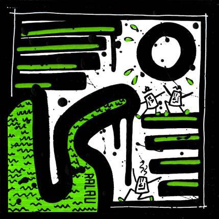 Peinture Soleil vert par Ralau | Tableau Pop-art Acrylique Paysages