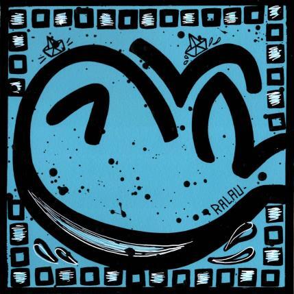 Painting La baleine bleu by Ralau | Painting Pop-art Acrylic Animals, Pop icons