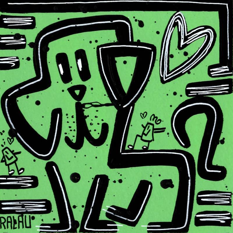 Painting Mr Moustache by Ralau | Painting Pop-art Animals Acrylic