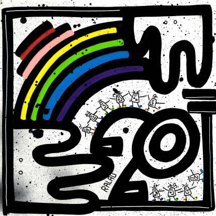 Peinture Dark en ciel par Ralau | Tableau Pop-art Acrylique Paysages, Scènes de vie