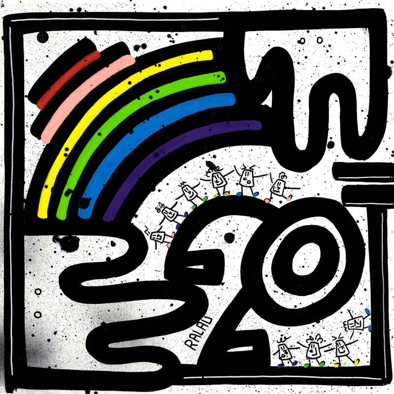 Painting Dark en ciel by Ralau | Painting Pop-art Landscapes Life style Acrylic