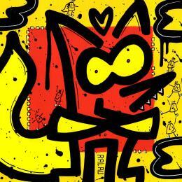 Painting Super dog by Ralau | Painting Pop-art Acrylic Animals