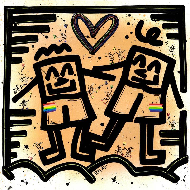 Peinture Love is not a crime par Ralau | Tableau Pop-art Portraits Scènes de vie Acrylique