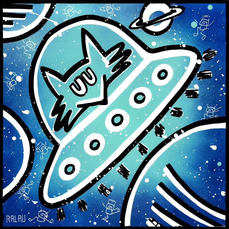 Painting The last ship of the universe by Ralau | Painting Pop-art Life style Animals Acrylic