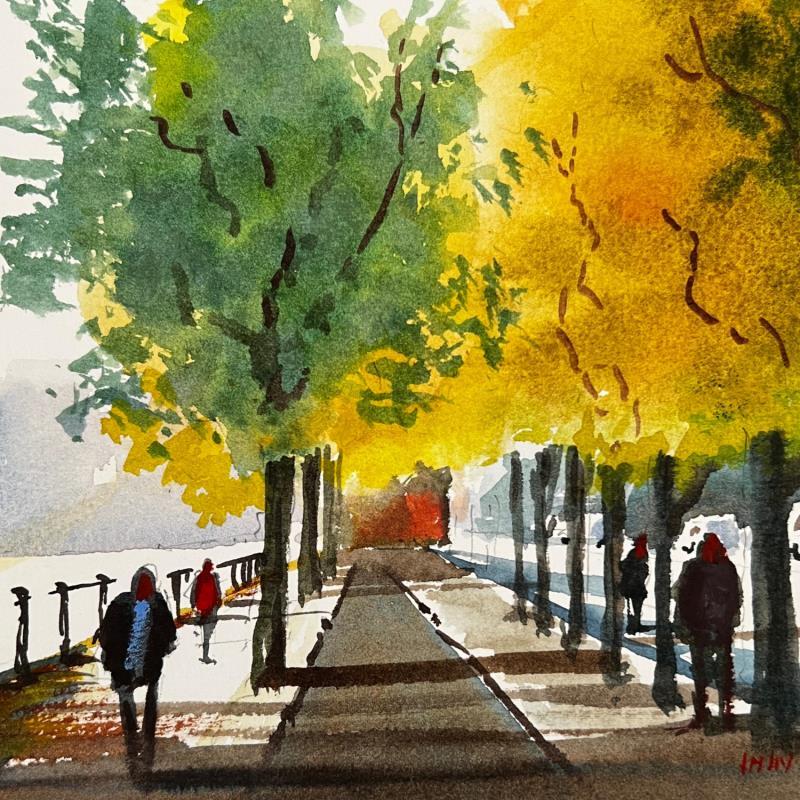 Peinture A Stroll par Min Jan | Tableau Figuratif Urbain Aquarelle