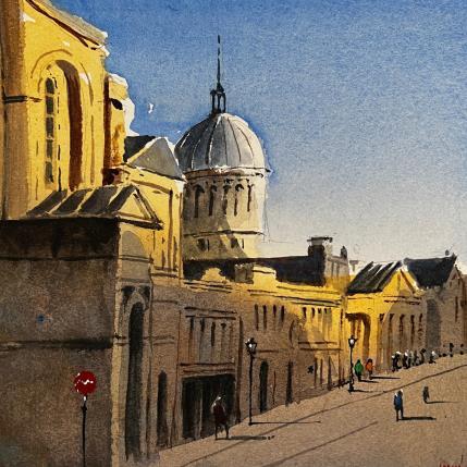 Gemälde Meeting Place von Min Jan | Gemälde Figurativ Aquarell Pop-Ikonen, Urban