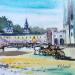 Painting Salzburg Kapitelplatz by Hoffmann Elisabeth | Painting Figurative Urban Watercolor