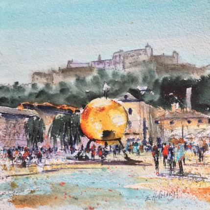 Painting Salzburg Sphaera by Hoffmann Elisabeth | Painting Figurative Watercolor Urban