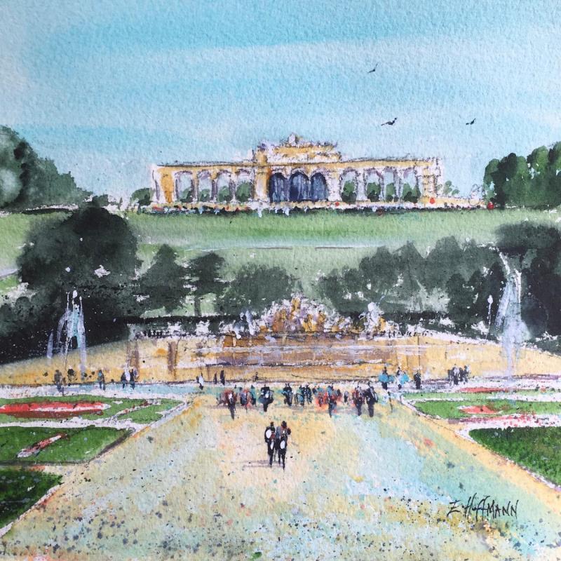 Gemälde Gloriette von Hoffmann Elisabeth | Gemälde Figurativ Urban Aquarell