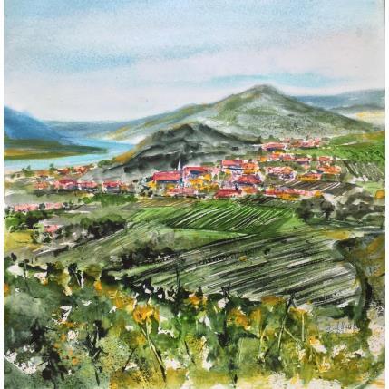 Painting Donau Österreich by Hoffmann Elisabeth | Painting Figurative Watercolor Landscapes