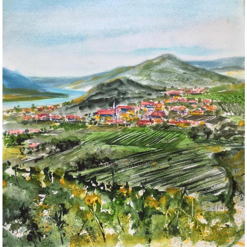 Pintura Donau Österreich por Hoffmann Elisabeth | Pintura Figurativo Paisajes Acuarela