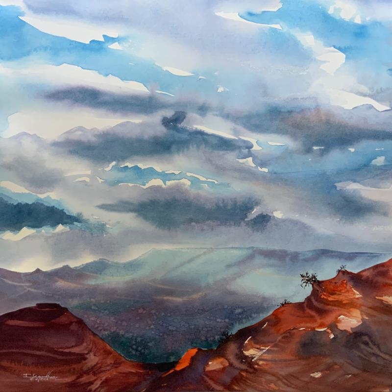 Painting SEDONA 77 by Seruch Capouillez Isabelle | Painting Figurative Landscapes Nature Life style Watercolor