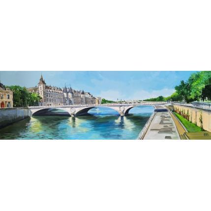 Painting Bridge by Rasa | Painting Figurative Acrylic Urban