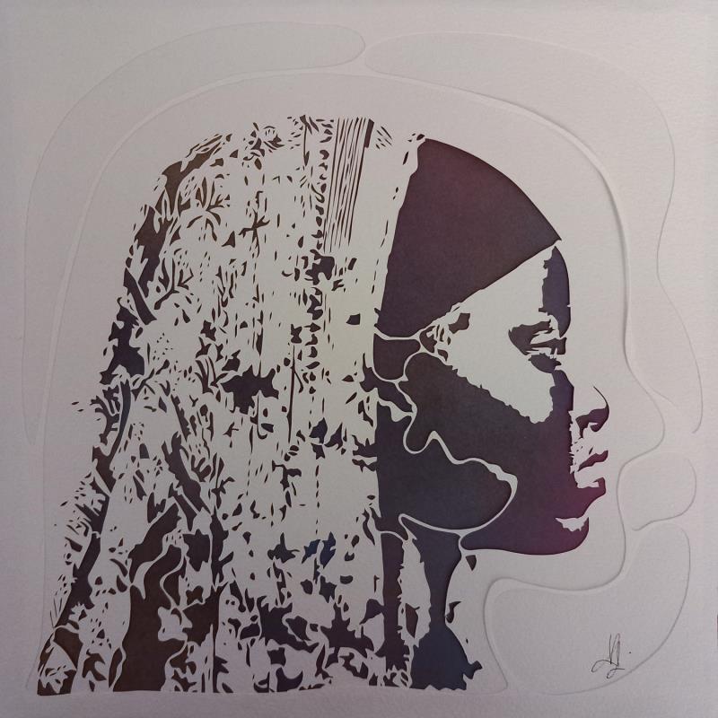 Painting Nyah by Louafi Valentine | Painting Figurative Portrait Minimalist