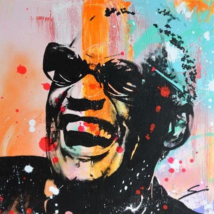 Peinture Ray Charles par Mestres Sergi | Tableau Pop-art Graffiti Icones Pop