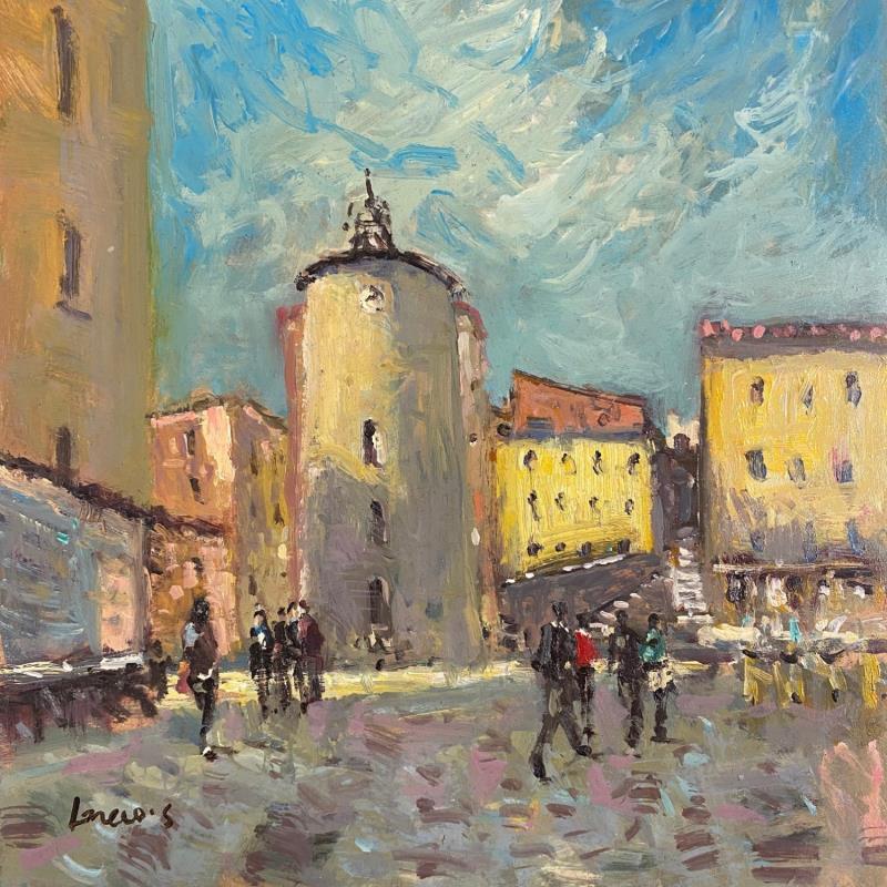 Painting L'âme d'un village by Greco Salvatore | Painting Figurative Urban Wood Oil