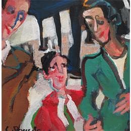 Peinture Famille à la gare par Doucedame Christine | Tableau Figuratif Acrylique Scènes de vie