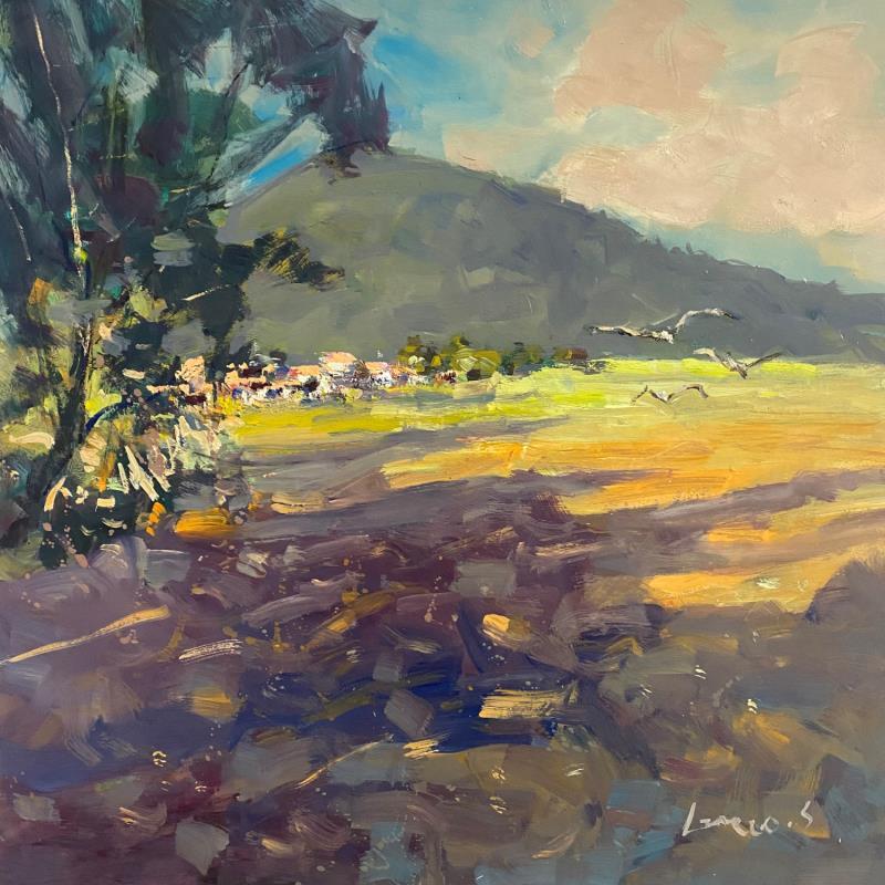 Peinture Viens le soir descend par Greco Salvatore | Tableau Figuratif Paysages Nature Bois Huile