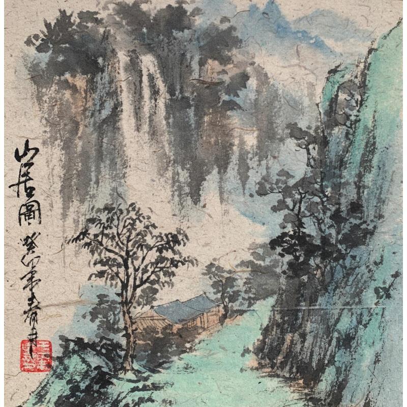 Peinture Mountain dwelling par Yu Huan Huan | Tableau Figuratif Paysages Nature Aquarelle Encre