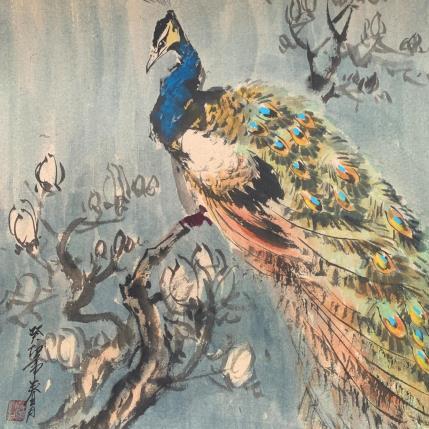 Peinture Peacock  par Yu Huan Huan | Tableau Figuratif Aquarelle, Encre Animaux, Nature