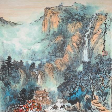Peinture Green mountains  par Yu Huan Huan | Tableau Figuratif Encre Paysages