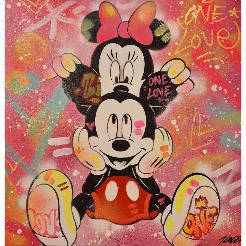 Peinture Mickey more love  par Lemoine Mael | Tableau Pop-art Icones Pop Graffiti Posca