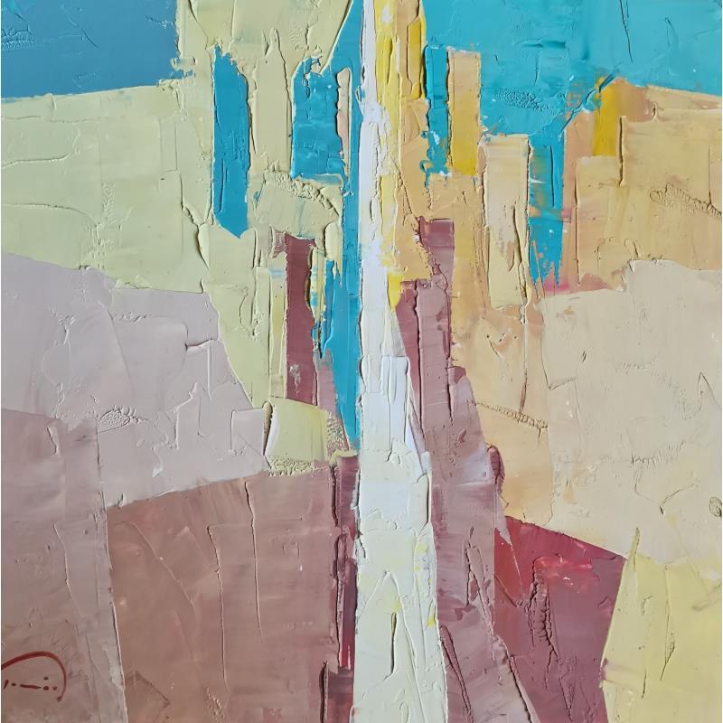 Painting Le ciel bleu by Tomàs | Painting Abstract Urban Life style Oil