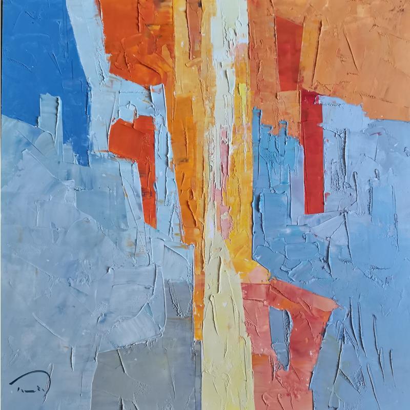Painting La fenêtre grise by Tomàs | Painting Abstract Urban Life style Oil