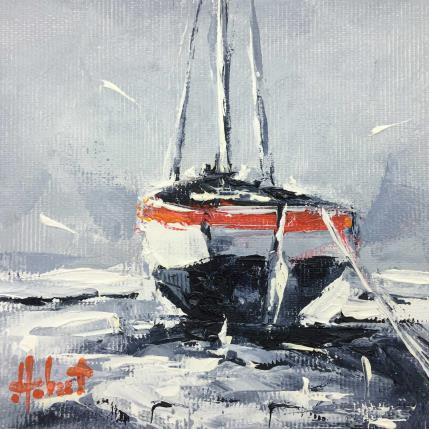 Gemälde Solitaire von Hébert Franck | Gemälde Figurativ Öl Landschaften, Marine