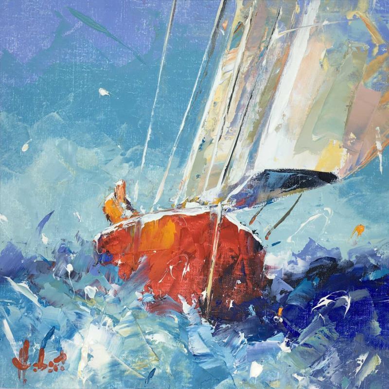 Painting En Rouge by Hébert Franck | Painting Figurative Landscapes Marine Oil