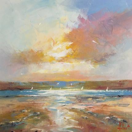 Painting Aurore by Hébert Franck | Painting Figurative Oil Landscapes, Marine