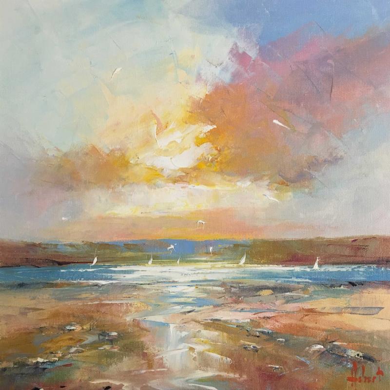 Painting Aurore by Hébert Franck | Painting Figurative Landscapes Marine Oil