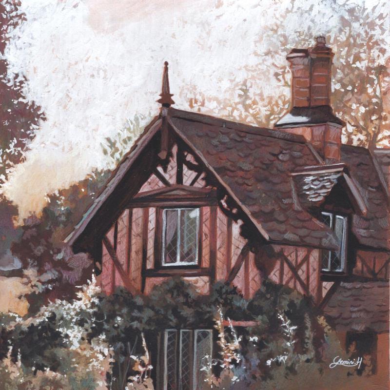 Painting Douceur d'un été anglais by Gemini. H  | Painting Realism Urban Architecture Oil Acrylic
