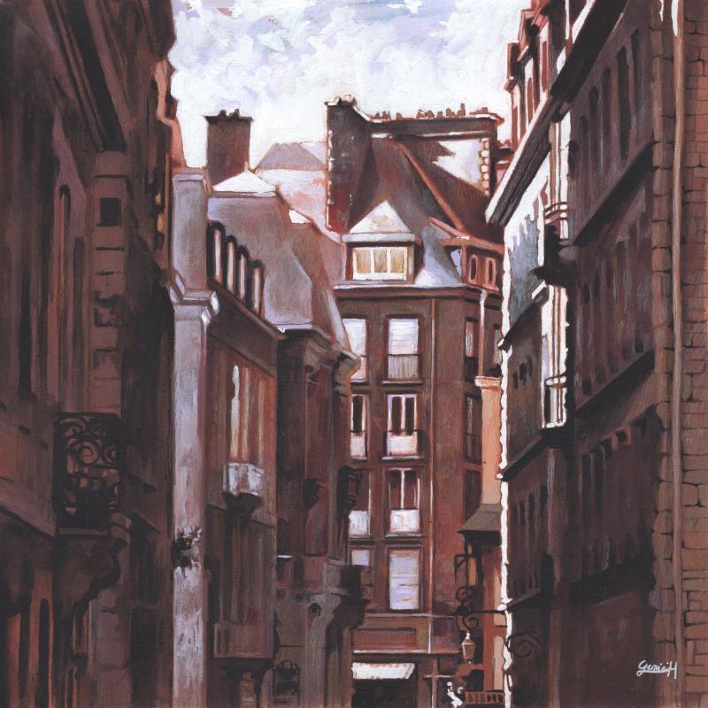 Painting Façades de granit by Gemini. H  | Painting Realism Urban Architecture Oil Acrylic