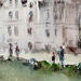 Peinture Visite du Chateau d'Azay Le Rideau par Gutierrez | Tableau Impressionnisme Paysages Aquarelle