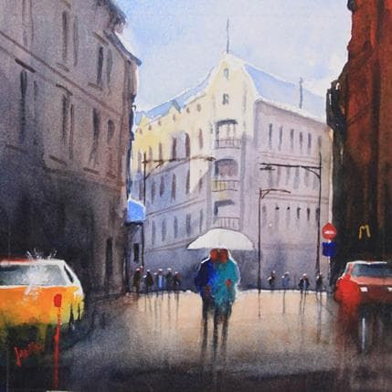 Painting Antwerpen by Min Jan | Painting Figurative Watercolor Urban