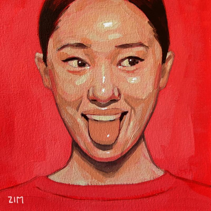 Pintura Red portrait por ZIM | Pintura Figurativo Retrato Sociedad Life style Acrílico